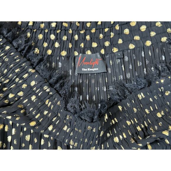 THE KOOPLES Moonlight Black Sheer Golden Metallic Dots Off Shoulder Glam SZ 1(S) - Picture 9 of 10